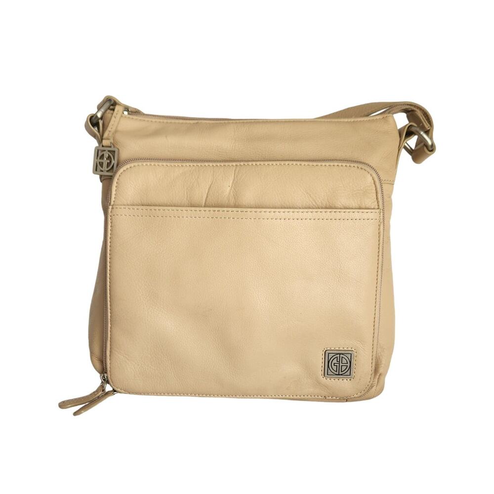 Giani Bernini Women's Beige Leather Messenger Crossbody Bag - Picture 2 of 9